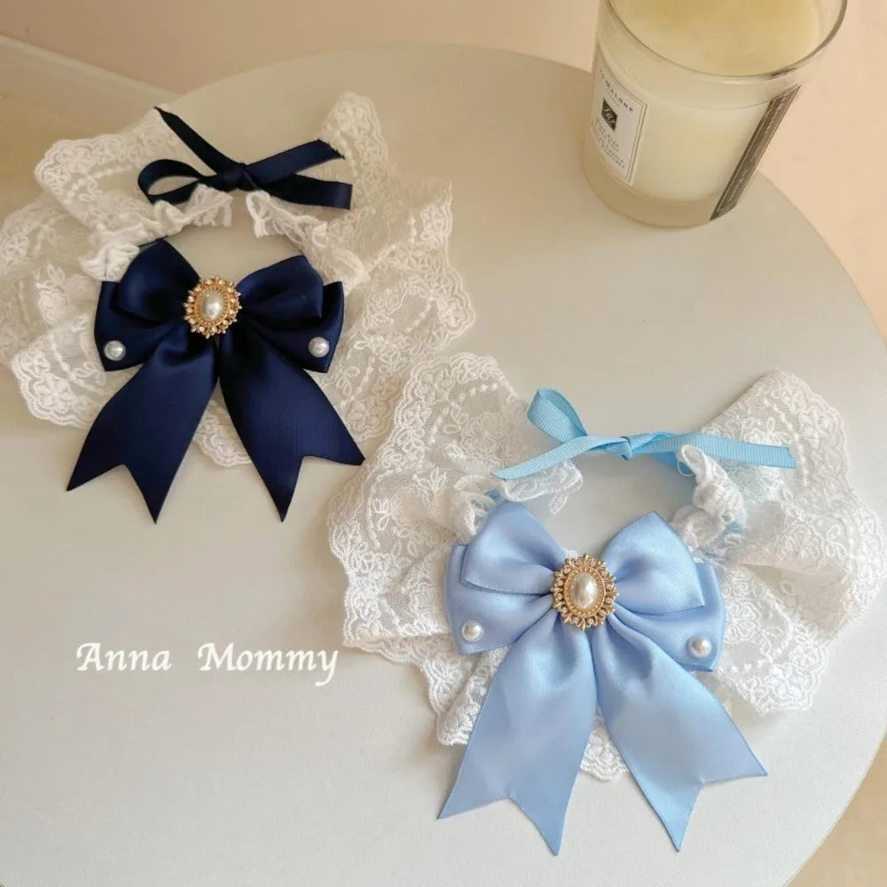 Fashion Adjustable Cat Lace Bow Bib Decorative Sweet Dog Collar Dress Up Adorable Pet Collar Photo Shooting