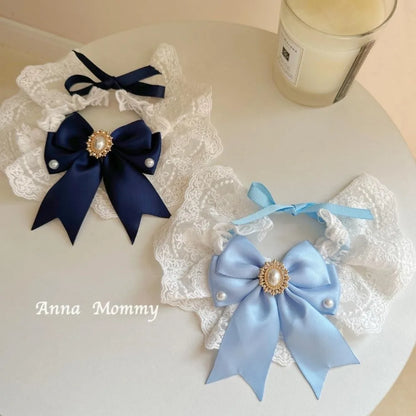 Fashion Adjustable Cat Lace Bow Bib Decorative Sweet Dog Collar Dress Up Adorable Pet Collar Photo Shooting