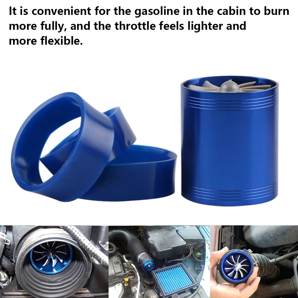 Universal Car Air Intake Turbonator Double Fan Turbine Super Charger Gas Fuel Saver Turbo for Car Truck SUV Vehicle Accessories