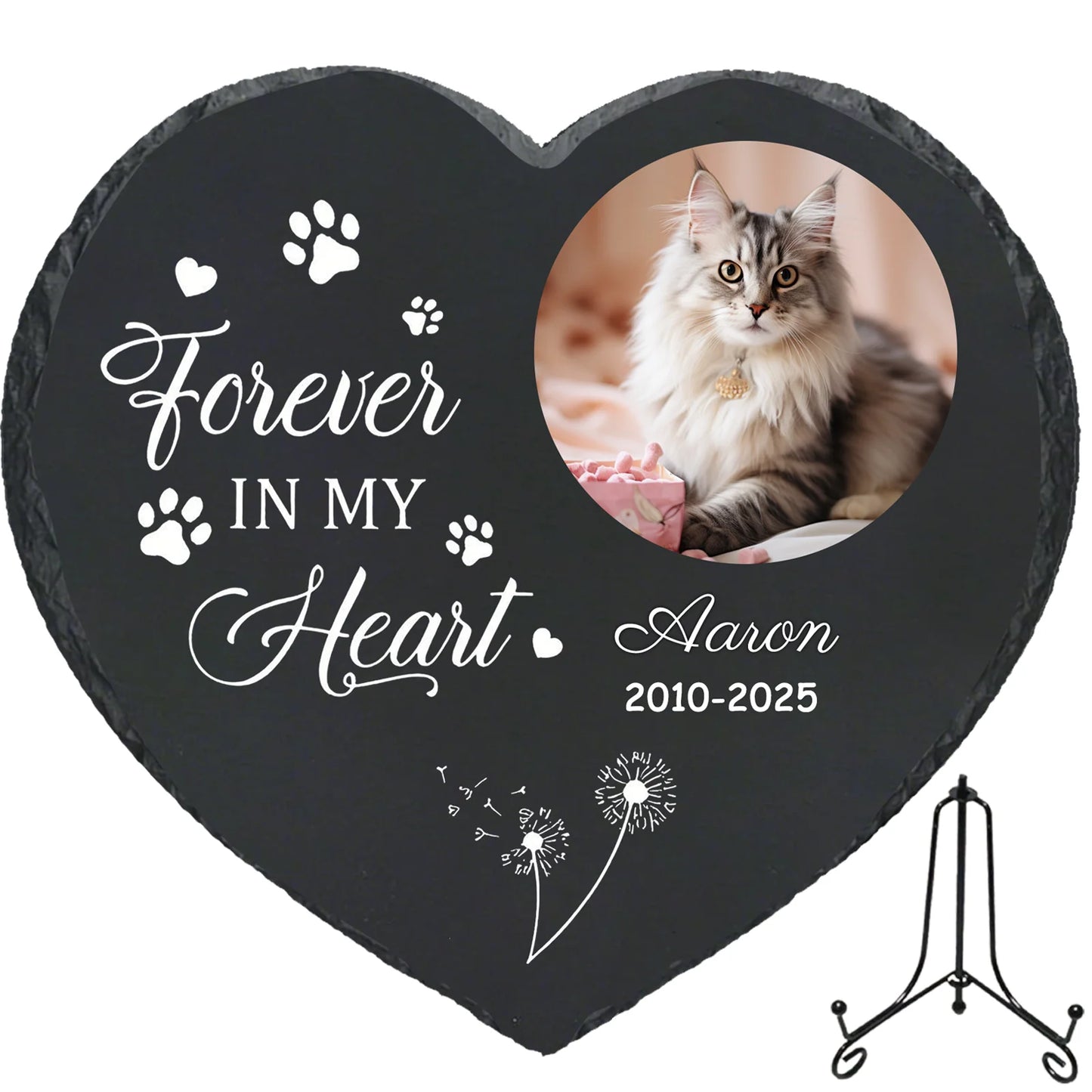 Personalized Pet Memorial Stone,Custom Cat Grave Marke Plaque With Photo&Name,Garden Slate Tombstone Pet Loss Remembrance Gift
