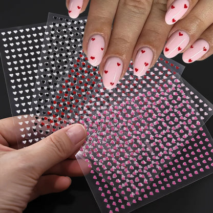 8Colors/Set 3D Love-Heart Nails Stickers Mini Sweet Hearts Self-Adhesive Nail Art Sliders Valentine's Day DIY Manicure Decals 1