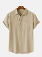 Men's  Comfortable Shirt Summer Beach Men's Shirt   Men's Short Sleeve Shirts  Solid Color Casual Short Sleeve Shirt