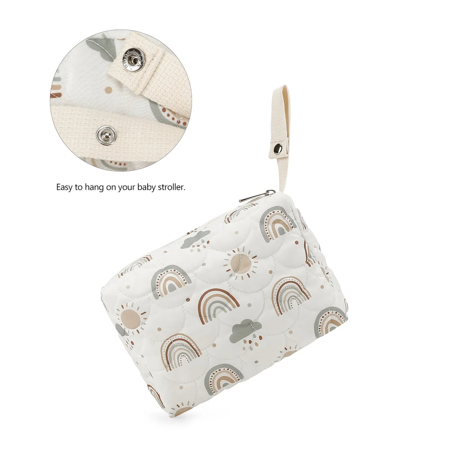 Baby Diaper Bag Waterproof Nappy Bag Reusable Wet/Dry Storage Handbag For Stroller Travel Mommy Pouch Rainbow Printed