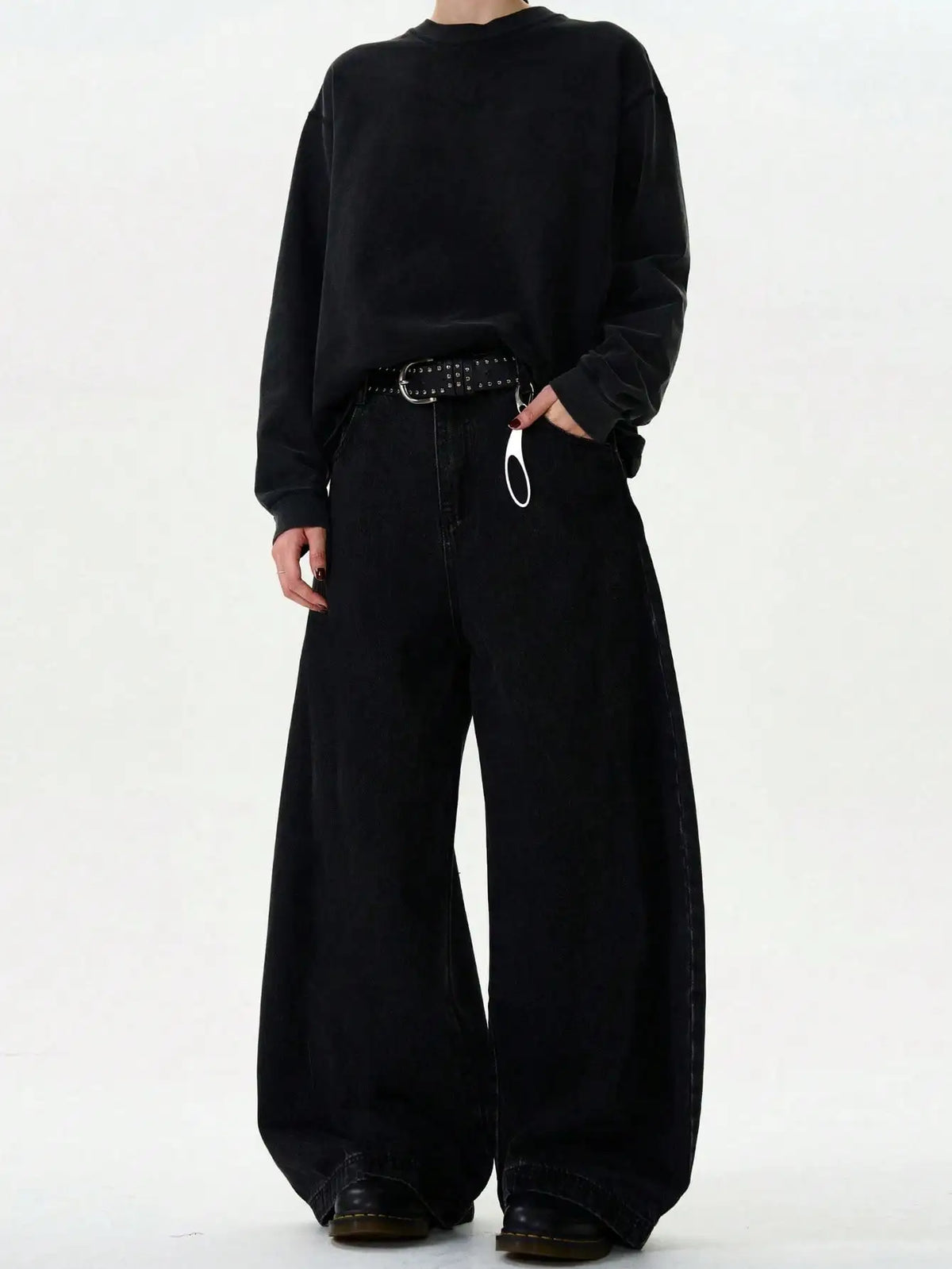 High Streets Spring Summer Men's Jeans American Baggy Wide Leg Curved Knife Denim Pants Loose Solid Color Male Trendy Trousers