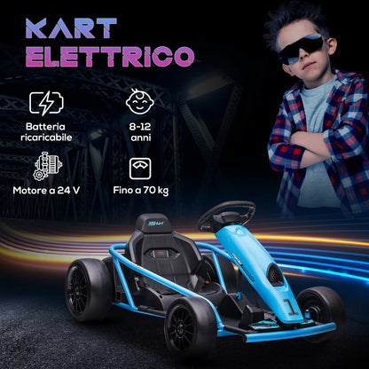 Electric Go-kart for children 8-12 years old with high backrest and safety belt, 115x77x54 cm, blue and black, electric stroller, toy kart, children's kart