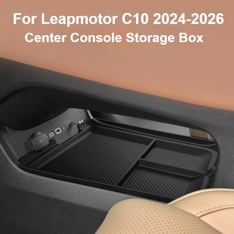 For Leapmotor C10 2024-2026 Center Console Lower Storage Box Armrest Storage Tray Organizer Auto Case Car Interior Accessories
