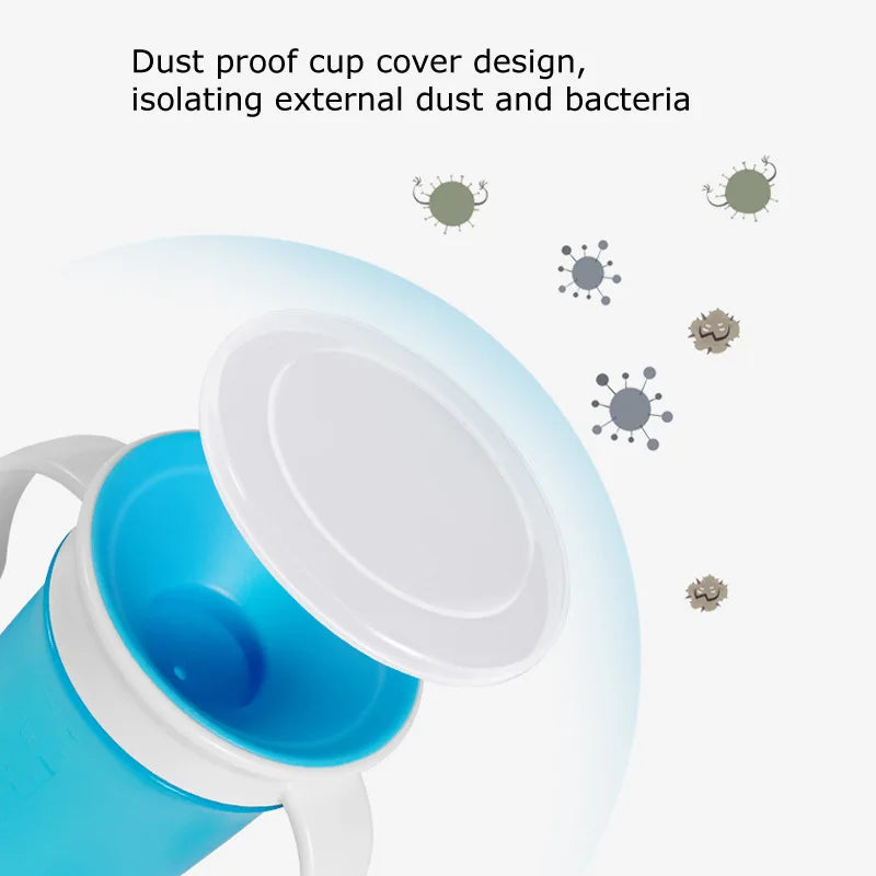 Baby Water Cups 360 Degrees Rotated Baby Learning Drinking Cup with Double Handle Flip Lid Leakproof Infants Water Cups Bottle