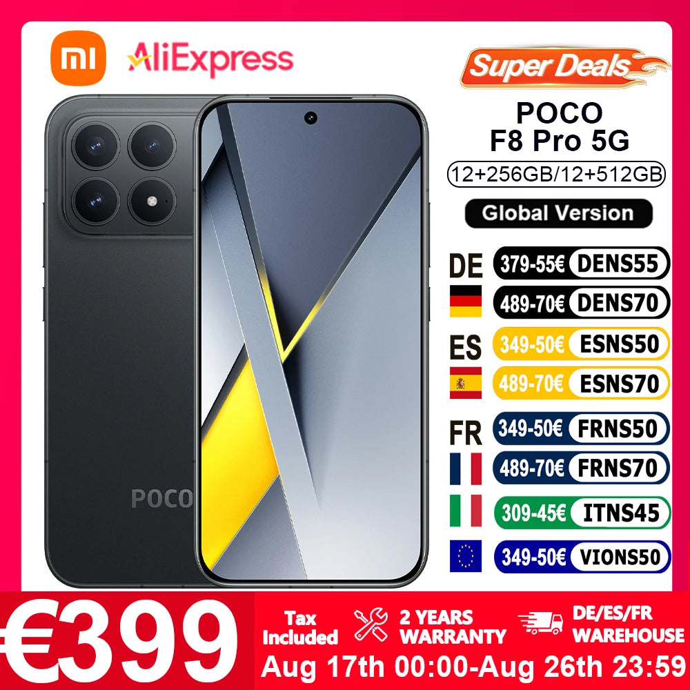 Global Version POCO F8 Pro 5G 6.59' Snapdragon® 8 Elite Mobile Platform 100W HyperCharge 6210mAh 50MP Camera NFC IP68 XIaomi