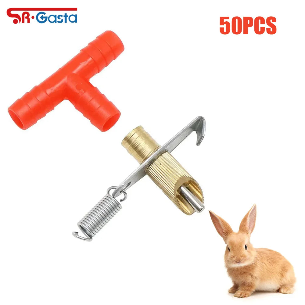 50Pcs Rabbit Nipple Drinker Pet  Feeding Water Nipples Automatic Rabbit Farm Rodents Animals  Watering System Kit