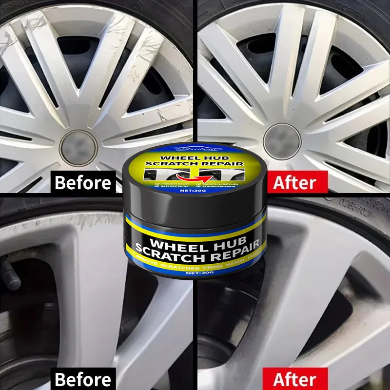 NEW Car Wheel Rim Scratch Refurbishment Paste, Tire Rim Scratch Paint Repair Paste - Black And White Silver Aluminum Alloy Rim