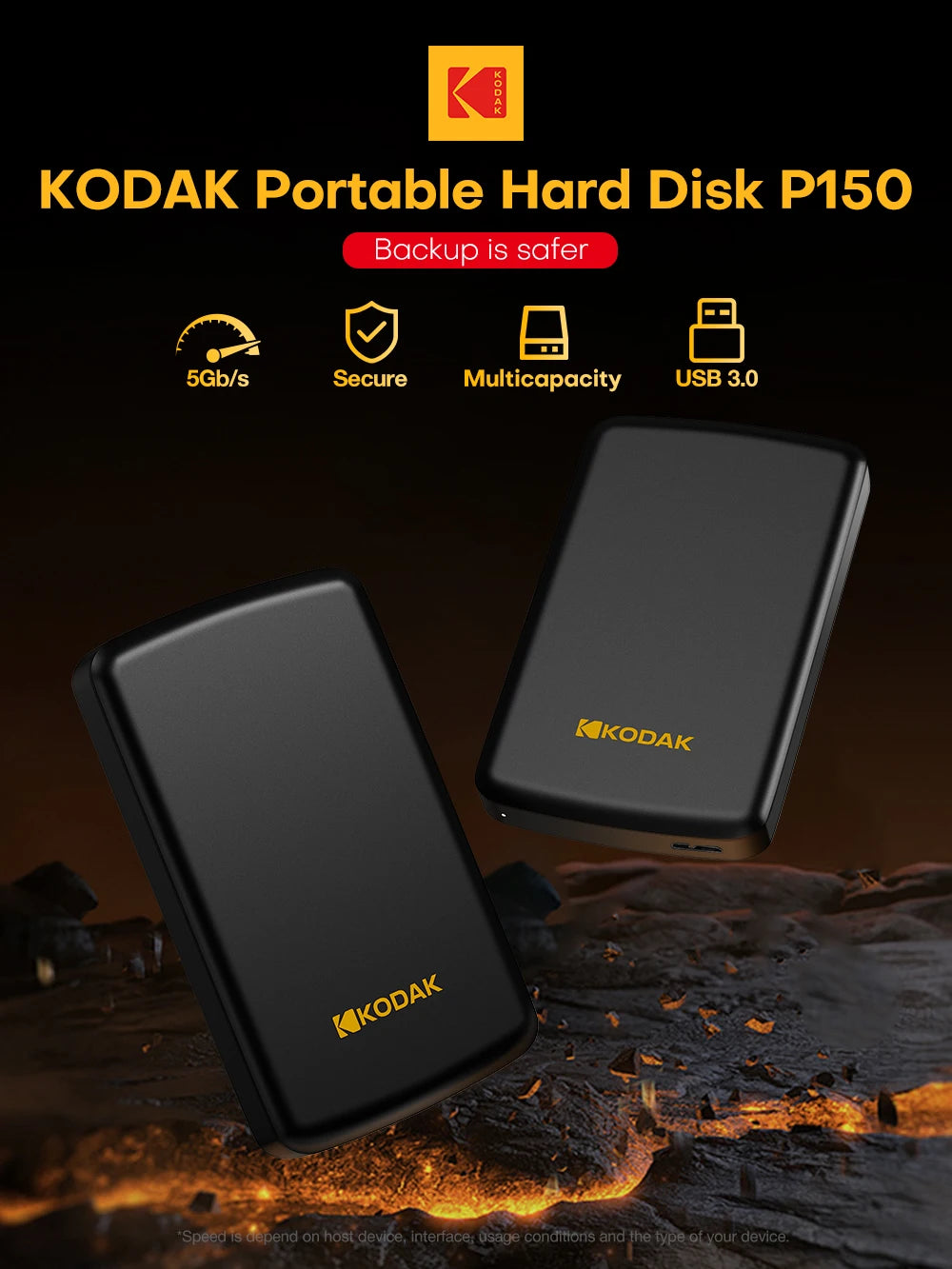Kodak Portable External Hard Drive HDD P150 5Gbps USB3.0 External Hard Disk 500G 1TB Large-capacity Storage PS4/Xbox/PC