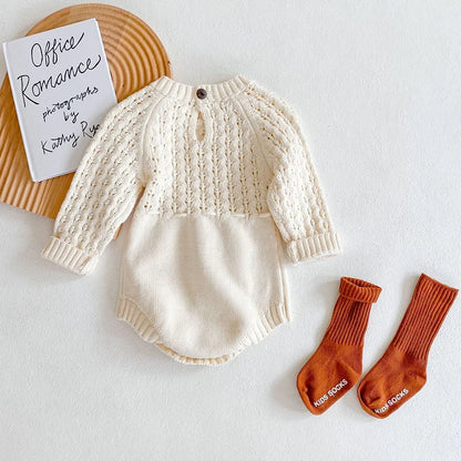 2025 Spring Baby Clothes Girls Romper Autumn Long Sleeve Baby Girl Knit Hollow Out Rompers Baby Jumpsuit Baby Clothes