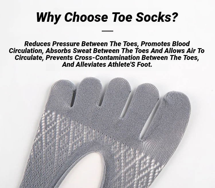 1/5 Pairs Summer Men's Invisible No Show Five Finger Socks Thin Velvet Non-Slip Mesh Breathable Elastic Solid Silk Soft