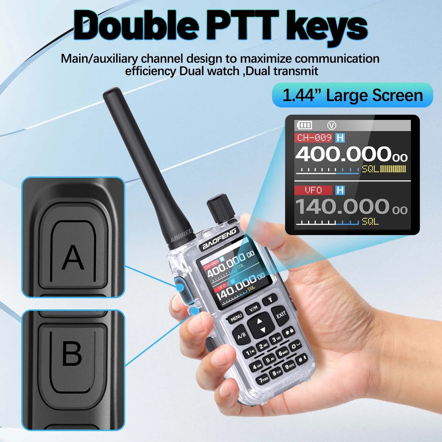 BAOFENG MINI 5 Walkie Talkie 2200mAh Battery APP Bluetooth Programming Long Range Dual PTT Newly Upgraded UV-5R MINI Ham Radio