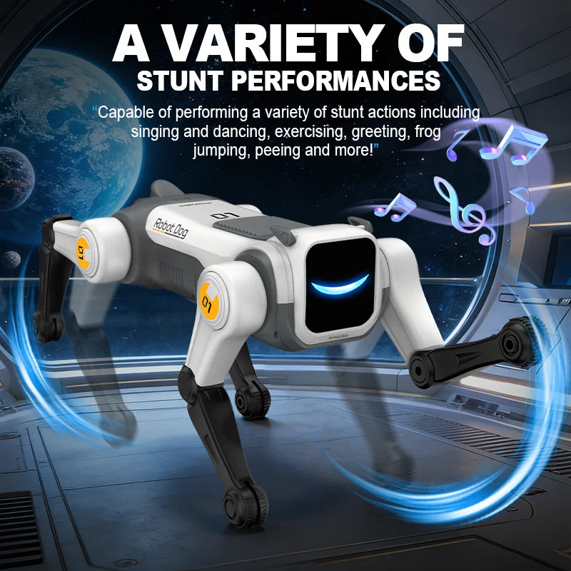 Electric Pet Dog Toy, Rolling Stunts, Programmed Dance, Voice Command Interaction, Smart Robotic Dog Toy, Children Birthday Gift