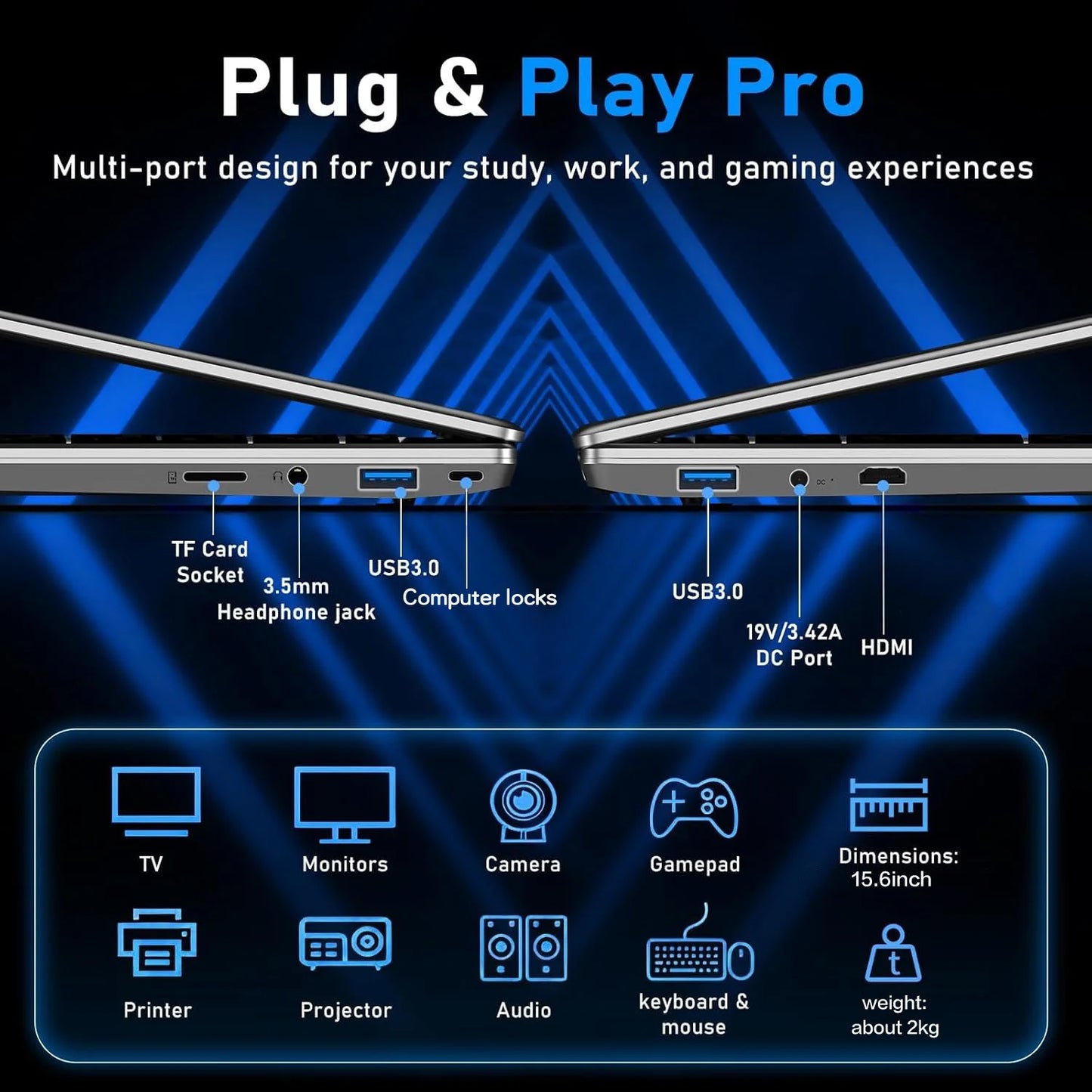 15.6'' Intel Core I9 10980HK Gaming Laptop Windows 11 16GB RAM 1TB 2TB SSD Fingerprint Unlock Computer Backlight Office Laptop P