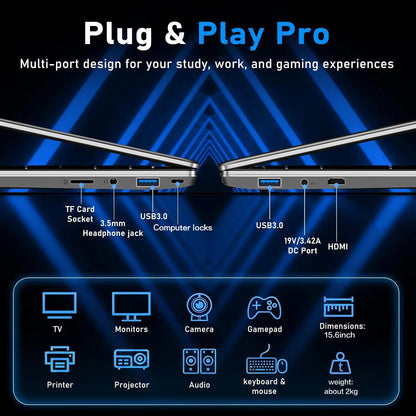 15.6'' Intel Core I9 10980HK Gaming Laptop Windows 11 16GB RAM 1TB 2TB SSD Fingerprint Unlock Computer Backlight Office Laptop P