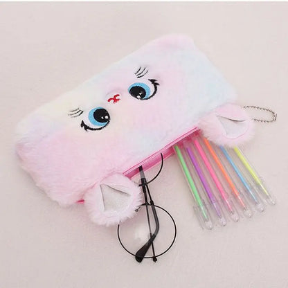 Cartoon Pencil Case Cute Cat Pencil Pouch Large Capacity Pencil Bag Stationery for Girls Kids Back to School