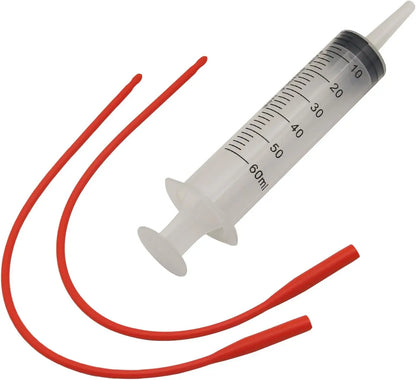 Lamb Feeding Syringe with 2 Red Tube 60ml Reusable Drench Goat Syringe for Lamb Dog Sheep Piglet Rabbit Feeding