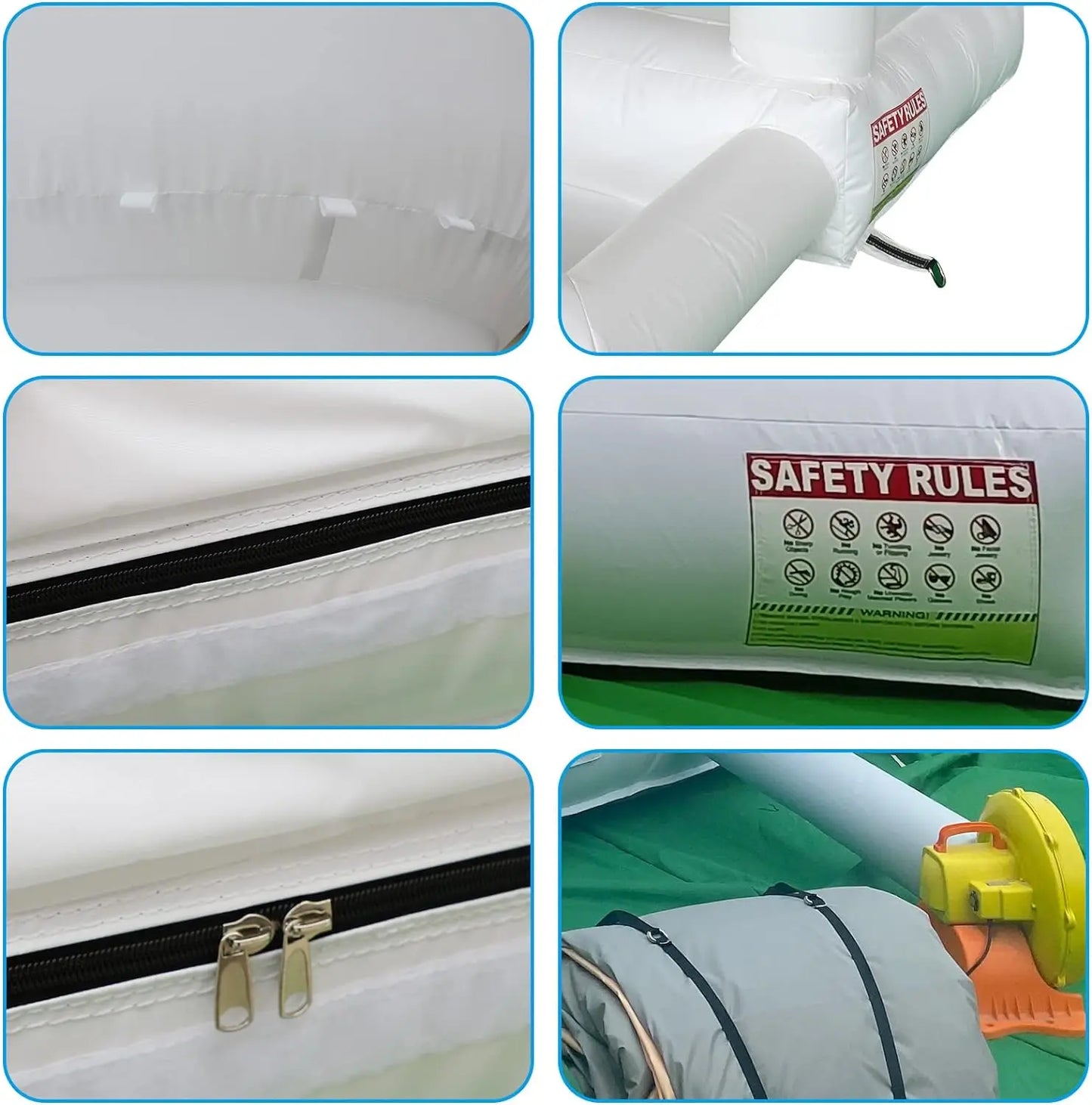 White Inflatable Bounce House With Blower 100% PVC Durable Jumping Bouncy Castle Jumper For Birthday Party Backyard Kids Gifts