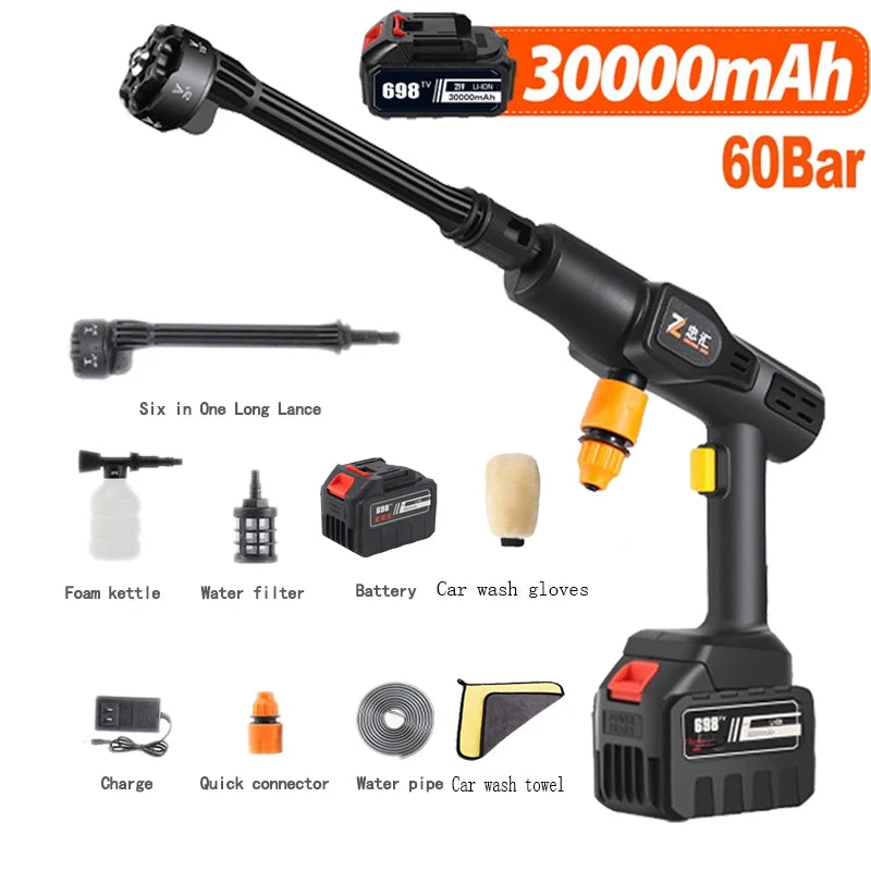 High Pressure Washer Car Water Gun  Home Garden Cleaning Washing Machine Gun 6-1 Battery Washer