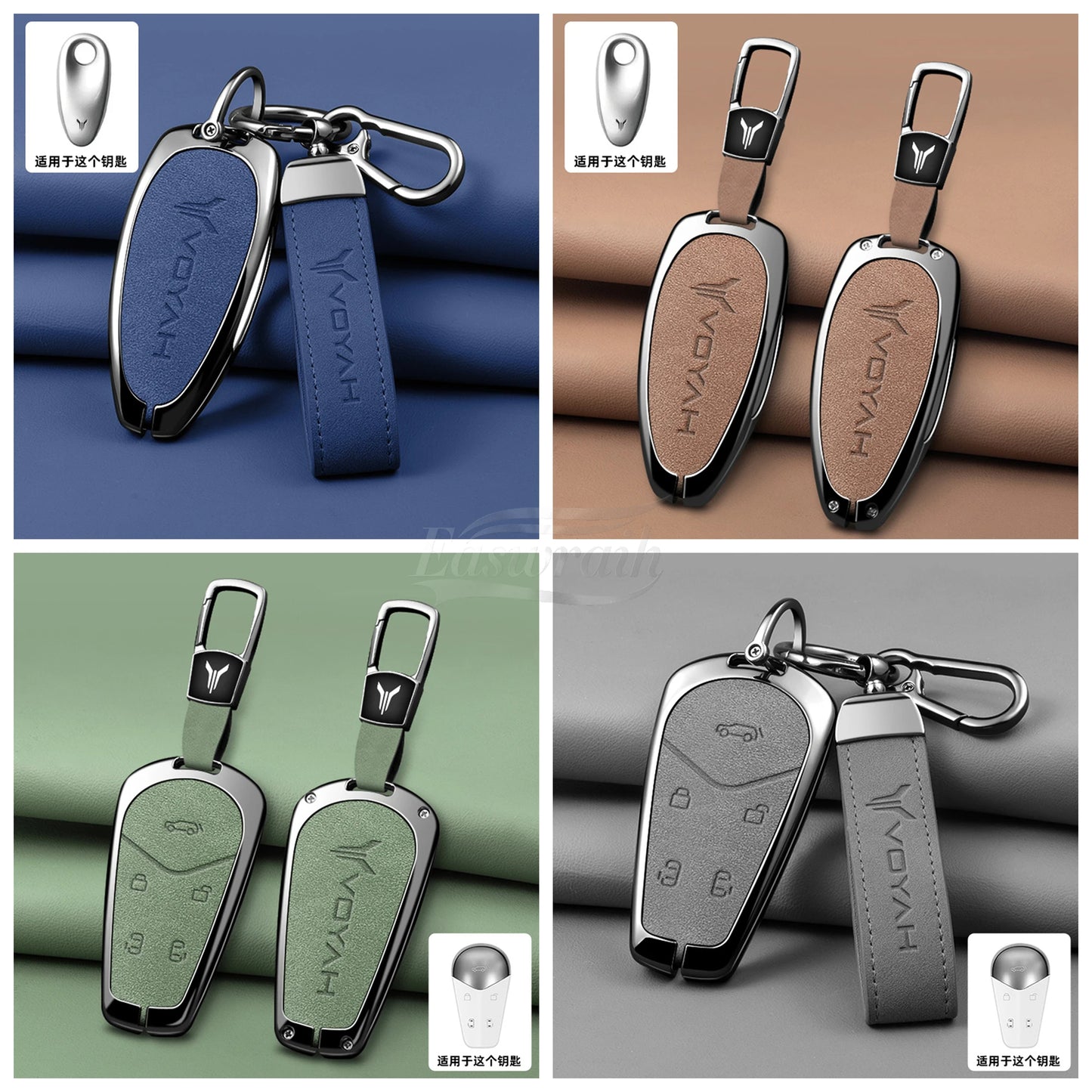 Car Interior Accessories Zinc Alloy Leather Key Case Cover Holder Chain For Voyah Free I-Land Dreamer PHEV Luxury Protective