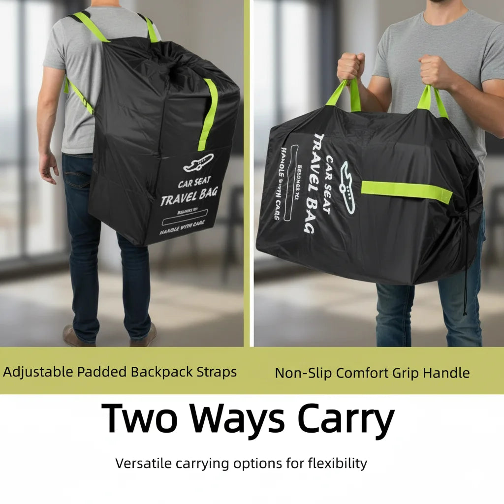 Portable Car Seat Travel Bag for Infant Carriers & Boosters – Adjustable Shoulder Straps, Convenient Carry Handle, Heavy-Duty Pr