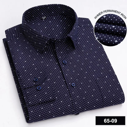 Men's Long Sleeve Shirt High-quality Fashion Casual Print Plaid Stripe Single Pocket Fit Business Formal Office Four Season Top