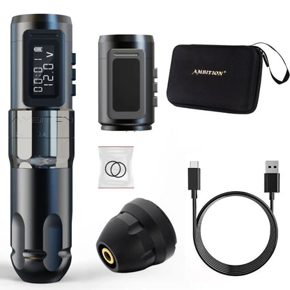 Ambition MARS-U Professional Wireless Tattoo Machine Pen Adjustable Stroke 2-4mm Cartridge 1800mAh Coreless Motor Tattoo Artists