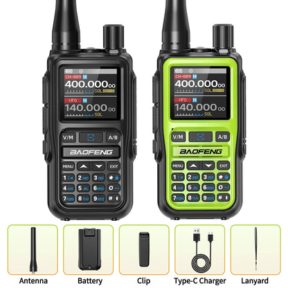1/2PCS BAOFENG UV-5R Mini Walkie Talkie Dual PTT Wireless Bluetooth Programming Multi-Band Type-C Charge Long Range Ham Radio