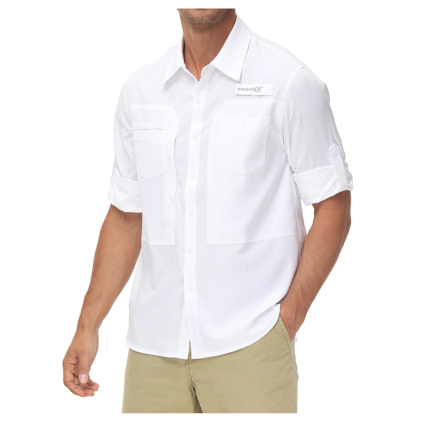 Men's Long Sleeve Fishing Shirts UPF 50+ Sun Protection Breathable Lightweight Travel Work Button Down Shirt with Zipper Pocket