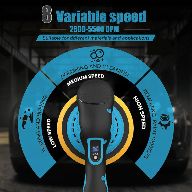 5500RPM Cordless Polisher 8 Gears Rechargeable Car Polishing Machine Electric Rotary Tool For Makita 18V Battery