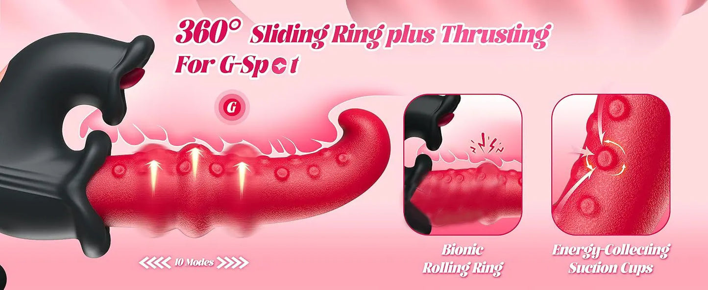4 IN 1 Licking Thrusting Vibrator G Spot Clitoral Stimulator Vagina Massager Rabbit Vibrator Women Sex Toy for Clit Nipple &Anal