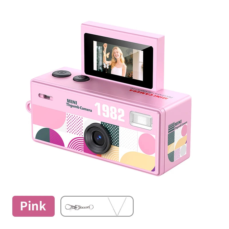 Ourlife Digital Camera 180° Flip Screen Selfile Keychain Camera Retro Support Memory Card HD Very Small Camcorder Video Recorder