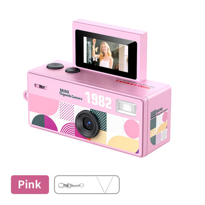 Ourlife Digital Camera 180° Flip Screen Selfile Keychain Camera Retro Support Memory Card HD Very Small Camcorder Video Recorder