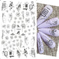 Black and White Love Flowers Line Art 3D Stickers Nail Decals Nail Art Accessories Butterfly Rose Nail Stickers Nail Sliders