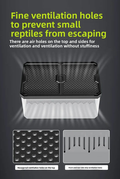 NOMOY Magnetic Sliding Lid Reptile Enclosure - Dual Opening Critter Cage for Crested Geckos, Frogs, Lizards, Snakes & Silkworms