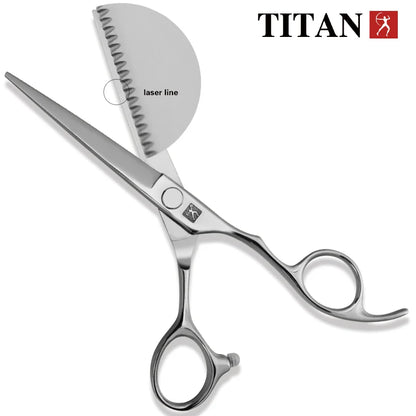 TITAN Professional Laser Wire Hair Scissors Haircut Scissor Cut Barber Cutting Shears Hairdresser Scissors JP 440C Steel 6 Inch