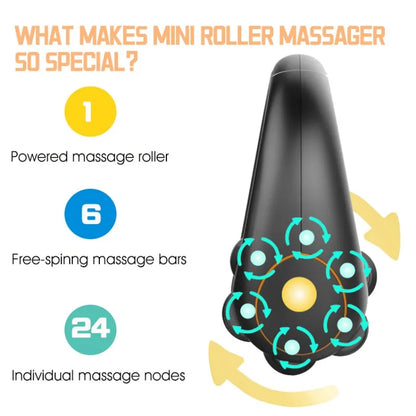 Rolling Percussive Massager, 5-Speed Spin Whole Body Relief, Deep Tissue Muscle Recovery Roller Stick for Leg Foot Calf Massager
