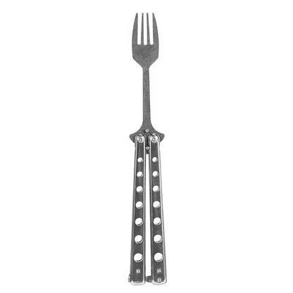 Butterfly Knife Folding Spoon Fork Balisong Training Spoon Fork Butterfly Knife Trainer Outdoor Camping Tableware Kitchen Tool