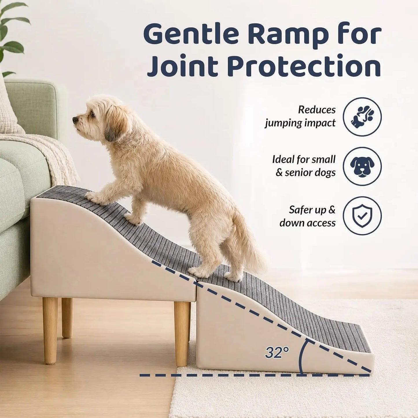 Foldable Pet Ramp Non-Slip Dog Stairs Sofa Climbing Assistance for Bed & Car Footrest Stool for Small Breed Cats and Dogs