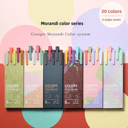Morandi & Macaron Color Gel Pens (30/5 Colors) - 0.5mm Refill, Smooth Writing Durable Pens for School Stationery
