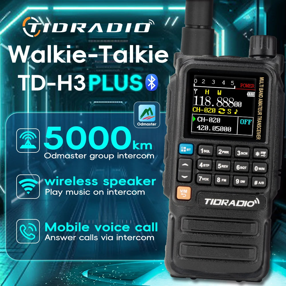 TIDRADIO H3 Plus Long Range Walkie Talkies Wireless Programming Air Band Long Range Tow Way Radio Frequency Copy Station