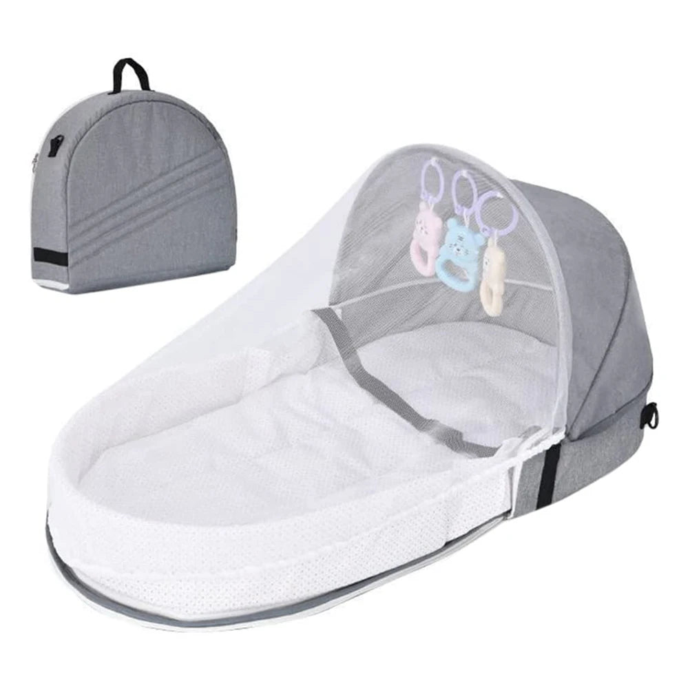 Baby Travel Bed Tight Stitching Baby Travel Cot Soft Linen Cotton Tear Resistant Multifunctional Comfortable Touch for Garden