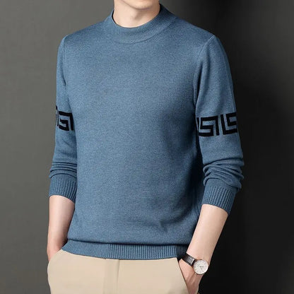 Autumn Winter New Men V-neck Pullover Sweaters Plaid Casual Korean Clothing Tees Fashion Slim Long Sleeve Bottoming Knitted Tops