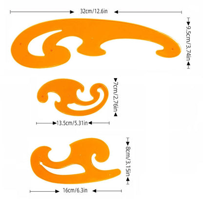 3pcs Curve Board 3-Piece Set Student Art Design Architecture Furniture Interior Manga Curve Ruler Drawing Tool