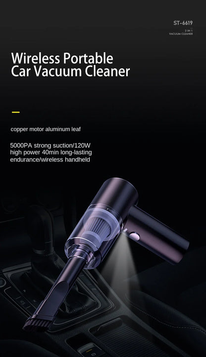 Wireless Car Vacuum Cleaner Portable Vacuum Cleaner Dual Use for Home and Car 120W High Power Powerful Vacuum Cleaner Bring LED