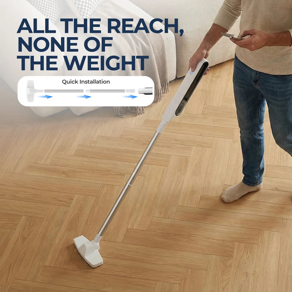 Handheld Vacuum Cleaner with LED Light, Portable Car Cordless Vacuum Cleaner with Powerful Suction and 7 Nozzles, Blowing, White