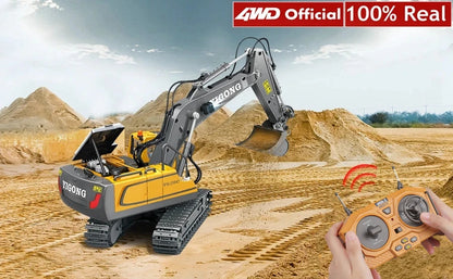 4WD Remote Control Excavator 4x4 Alloy Dump Truck Bulldozer Radio Model RC Car Construction Vehicle with Lights Sound Toy Gift