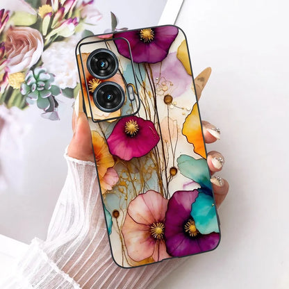 Case For Motorola Edge 50 Fusion Cover XT2429-1 Popular Flower Soft Black Silicone Phone Cases For Motorola G96 5G MotoG96 Funda